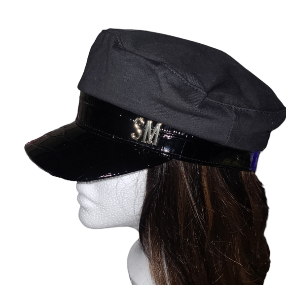 💕NWT Steve Madden Satin Lined Faux Croc Detail Cadet/Chauffeur Hat💕 - Picture 1 of 9